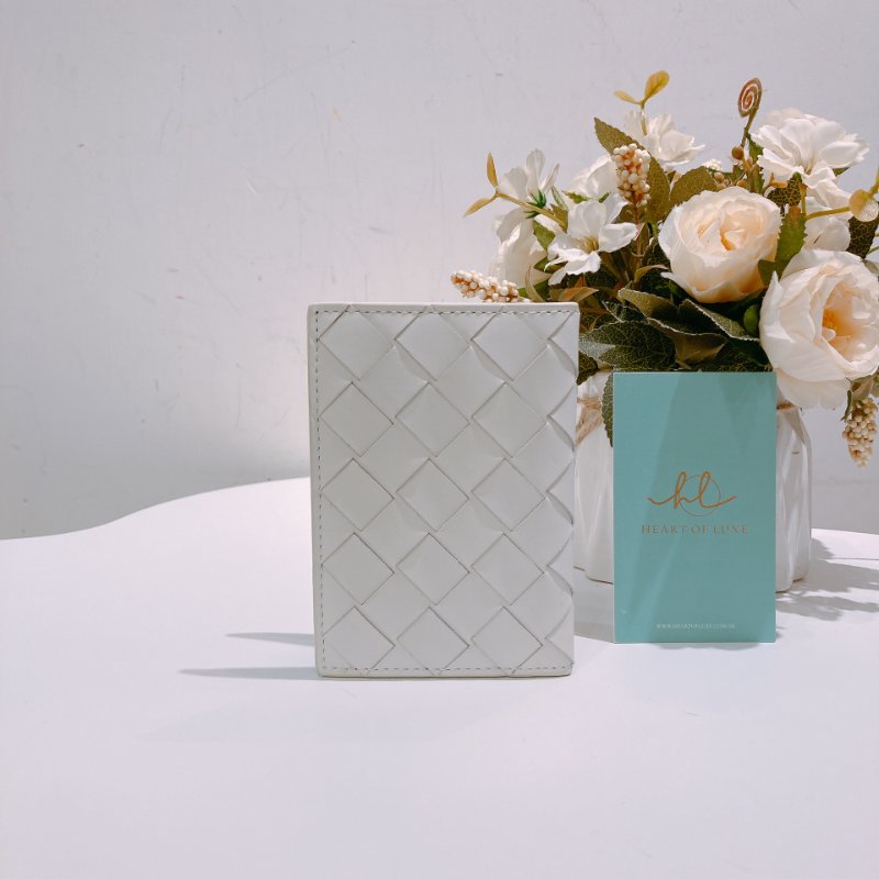 TW4715 Bottega Veneta Card Holder Blanc 彩藍色配白色-1