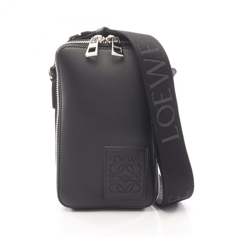 LOEWE 直式斜背包單肩包 C565S59X01 皮革 黑色 二手 男士
