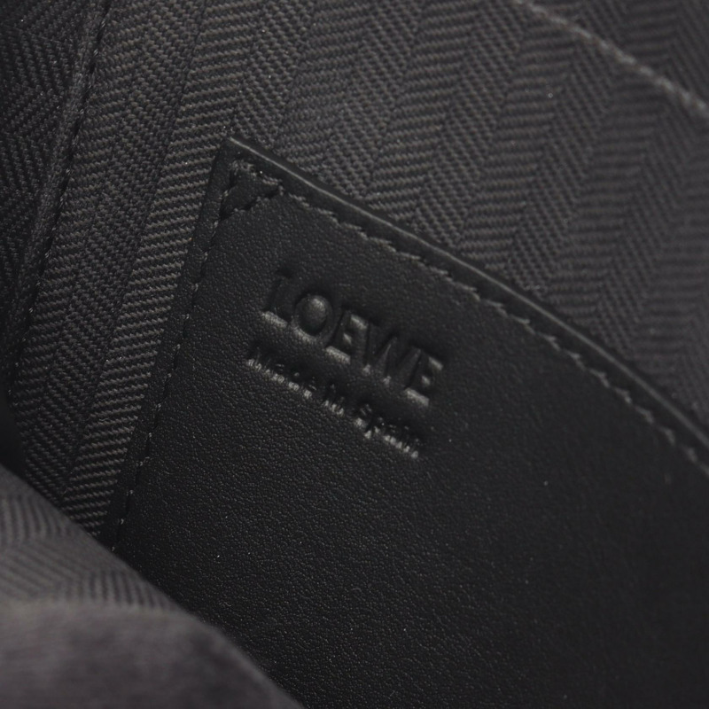 LOEWE 直式斜背包單肩包 C565S59X01 皮革 黑色 二手 男士-3