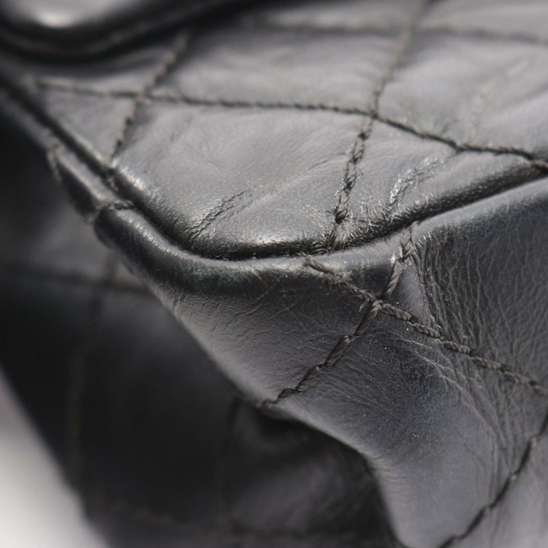 香奈兒 2.55 絎縫鏈條肩背包,小牛皮材質,黑色,二手,金色五金-6