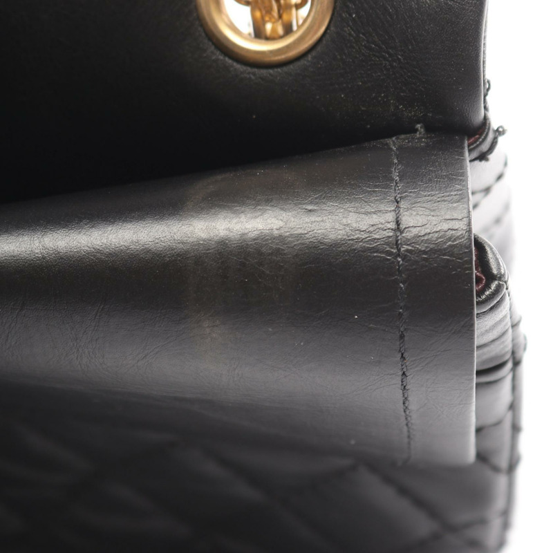 香奈兒 2.55 絎縫鏈條肩背包,小牛皮材質,黑色,二手,金色五金-9