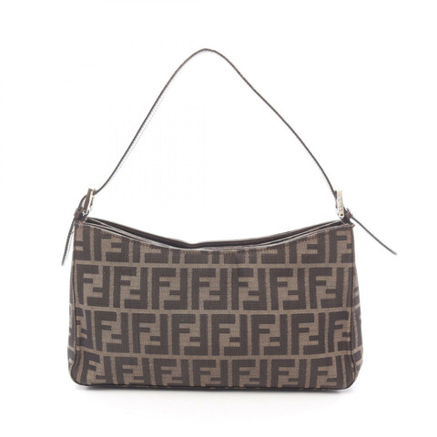 FENDI Zucca 肩背包 帆布皮革 棕色 二手 女士