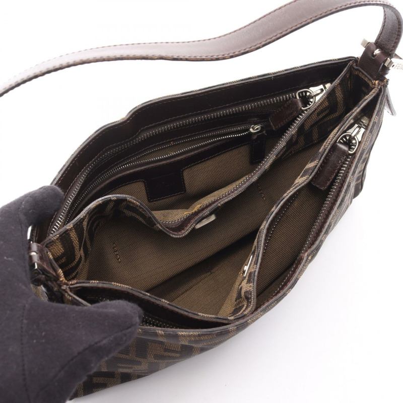 FENDI Zucca 肩背包 帆布皮革 棕色 二手 女士-2