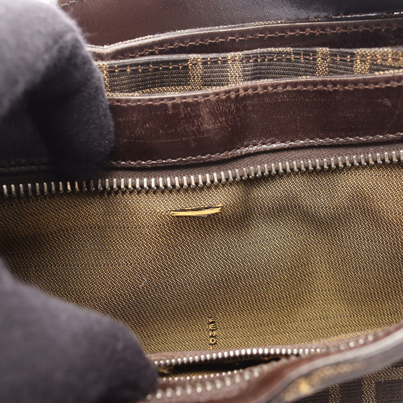 FENDI Zucca 肩背包 帆布皮革 棕色 二手 女士-4