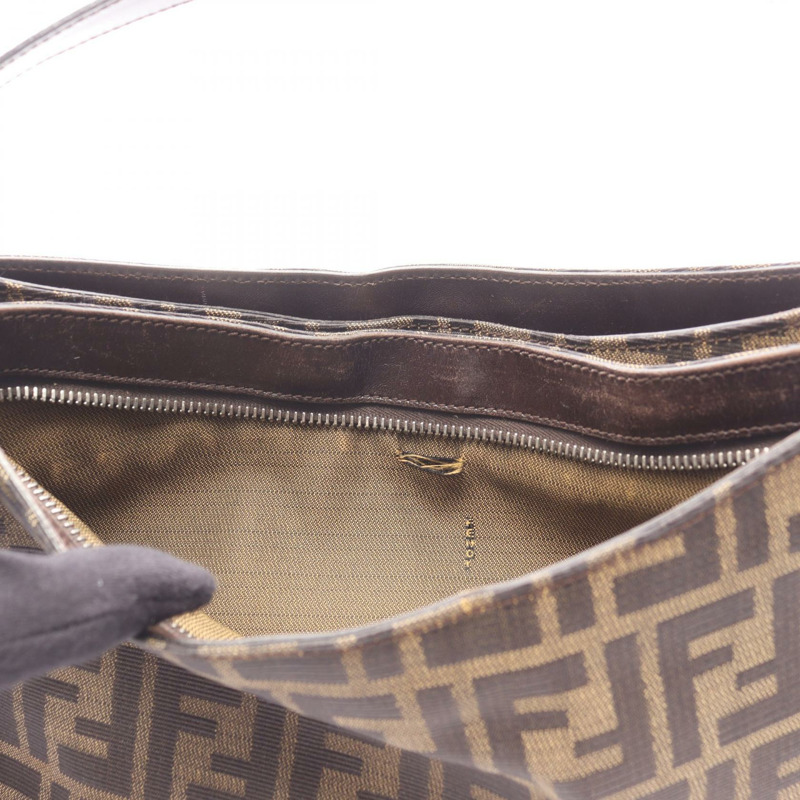FENDI Zucca 肩背包 帆布皮革 棕色 二手 女士-7