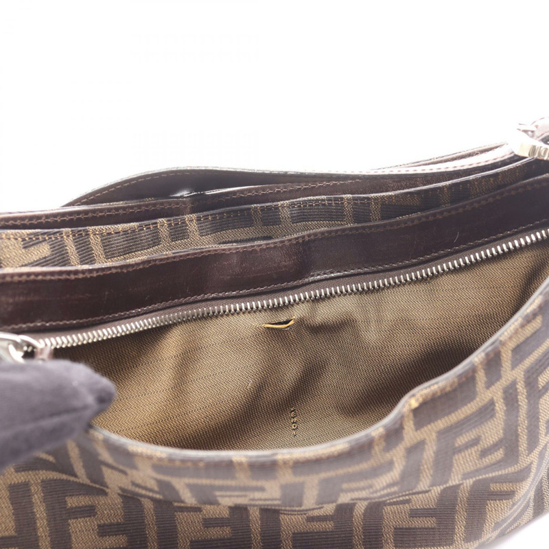 FENDI Zucca 肩背包 帆布皮革 棕色 二手 女士-8