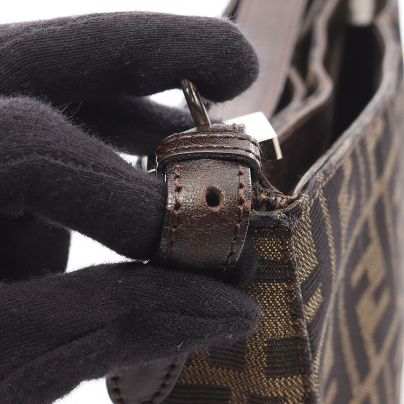 FENDI Zucca 肩背包 帆布皮革 棕色 二手 女士-12