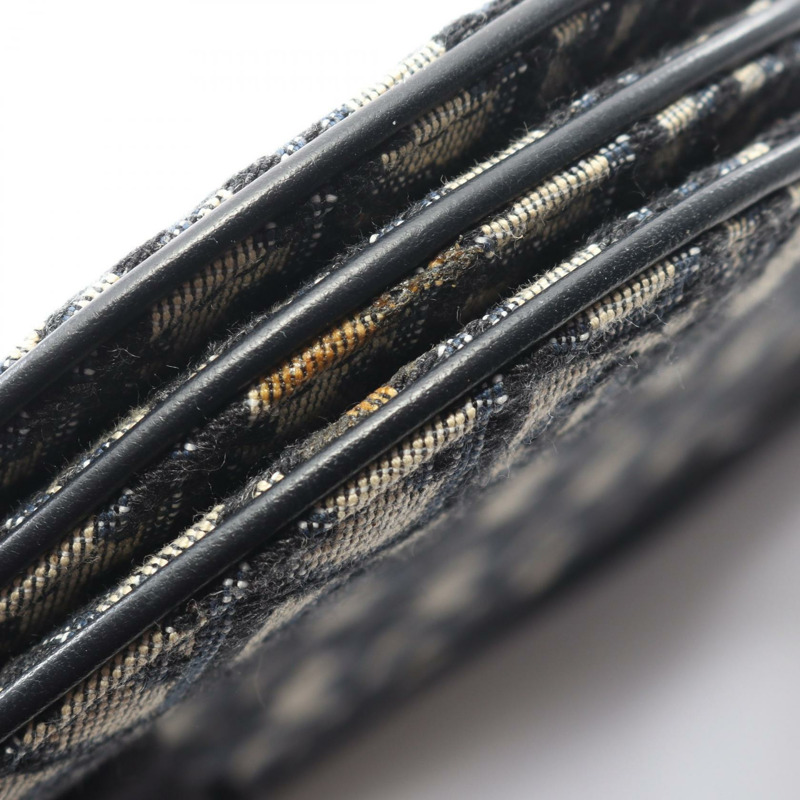 Christian Dior 馬鞍斜背包，帆布皮革，海軍藍，二手-4