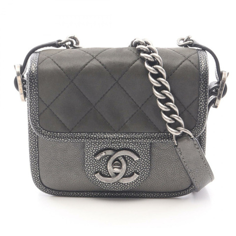 香奈兒 (CHANEL) Matelasse Chain Shoulder Bag 斜背包 皮革 灰色 二手 女士 CC Coco