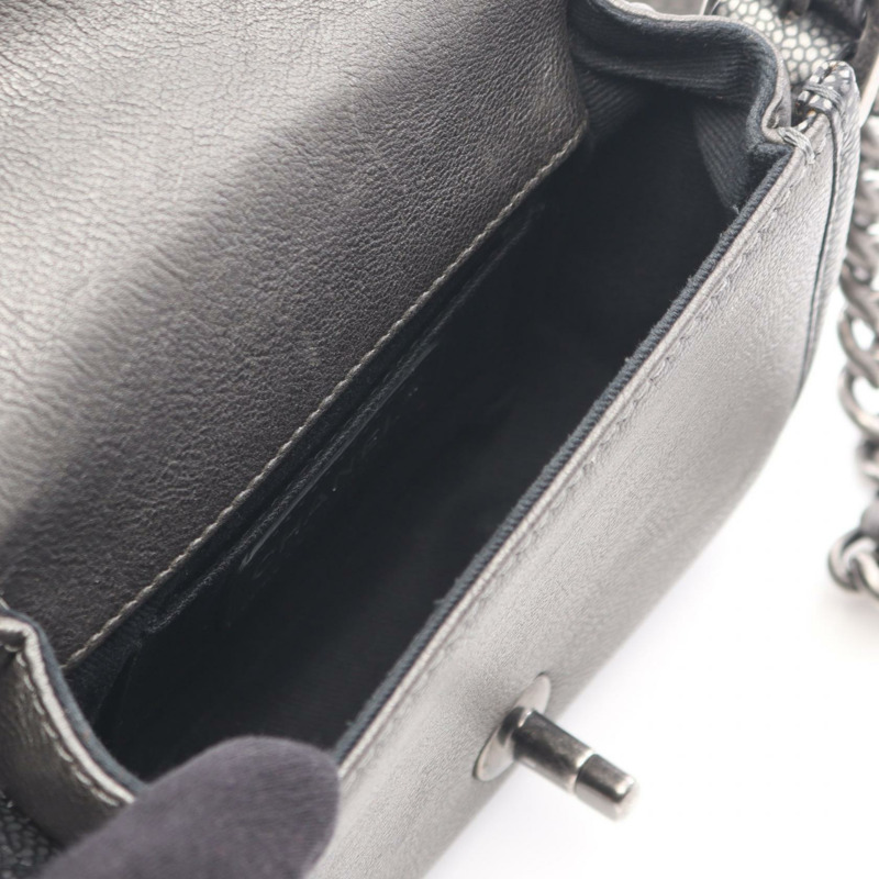 香奈兒 (CHANEL) Matelasse Chain Shoulder Bag 斜背包 皮革 灰色 二手 女士 CC Coco-2