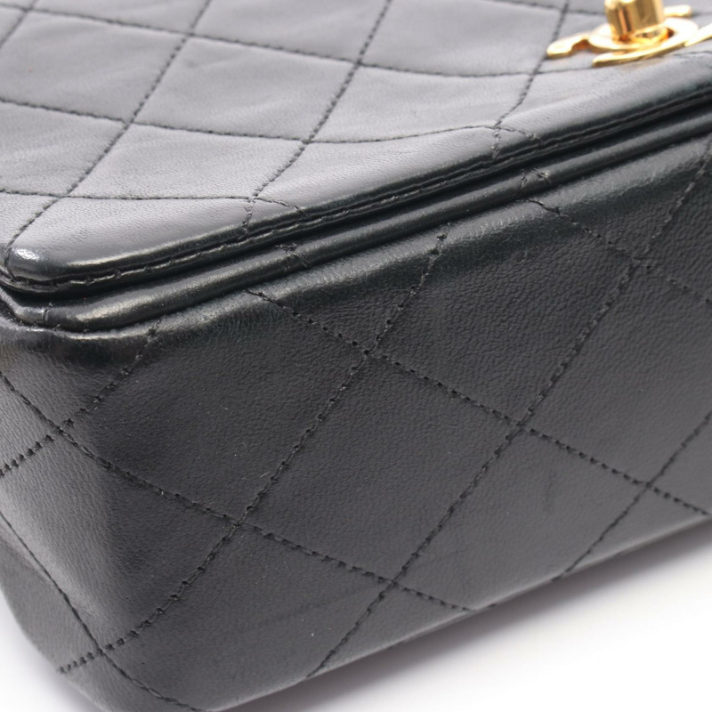 香奈兒迷你絎縫全蓋肩背包 A03571 羊皮 黑色 二手 金色五金-6