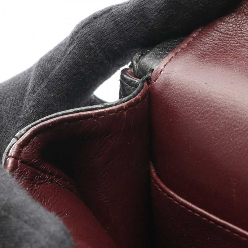 香奈兒 Matelasse W 翻蓋肩背包 A01112 黑色粒面小牛皮 二手 SHW-8