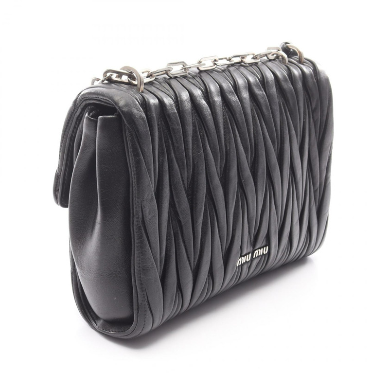 Miu Miu Materasse 黑色皮革單肩手提包,二手女款-1