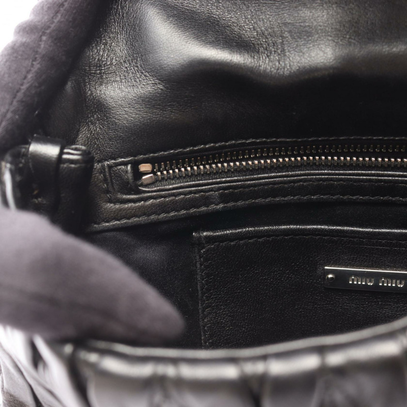 Miu Miu Materasse 黑色皮革單肩手提包,二手女款-5