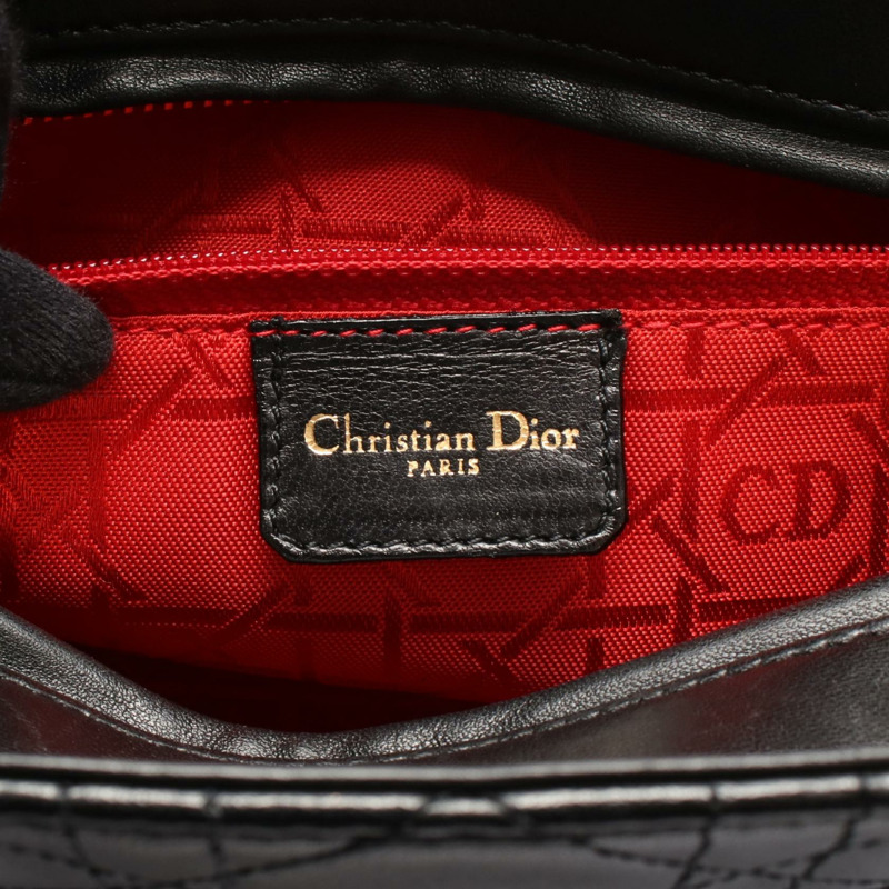 Dior LADY DIOR Cannage 肩背手提包,黑色皮革,二手女款-3