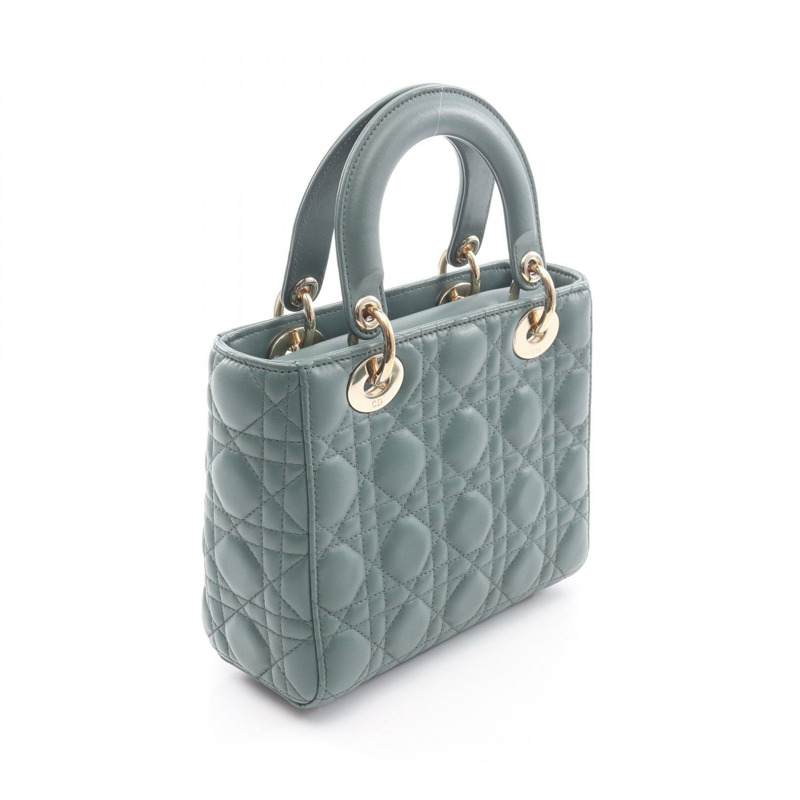 Dior Lady Dior 小號肩斜背包,綠色皮革,二手女款-1