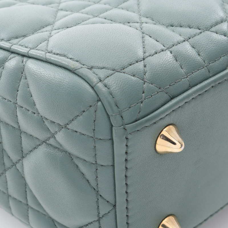 Dior Lady Dior 小號肩斜背包,綠色皮革,二手女款-5