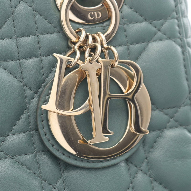 Dior Lady Dior 小號肩斜背包,綠色皮革,二手女款-9