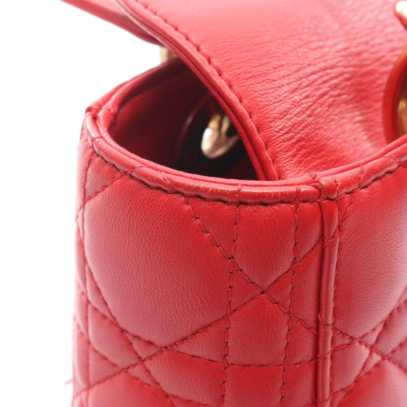 Dior LADY DIOR MY ABCDIOR Cannage 肩背包,紅色皮革,二手女款-5