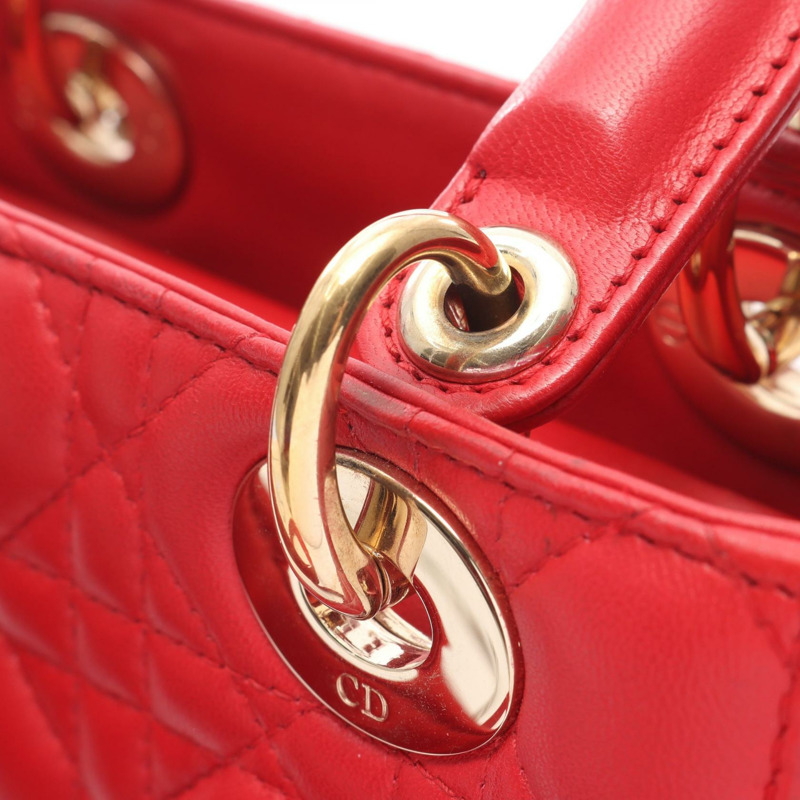 Dior LADY DIOR MY ABCDIOR Cannage 肩背包,紅色皮革,二手女款-10