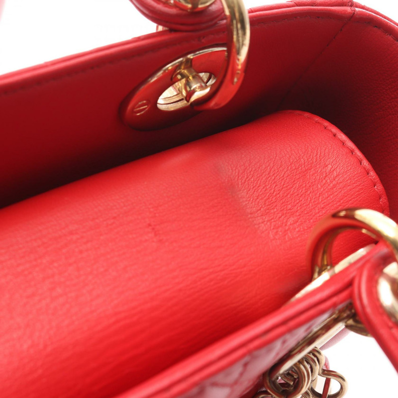 Dior LADY DIOR MY ABCDIOR Cannage 肩背包,紅色皮革,二手女款-11