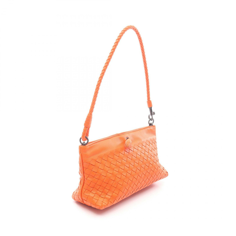 BOTTEGA VENETA Intrecciato 皮革單肩包,日落橙色,二手女款-1