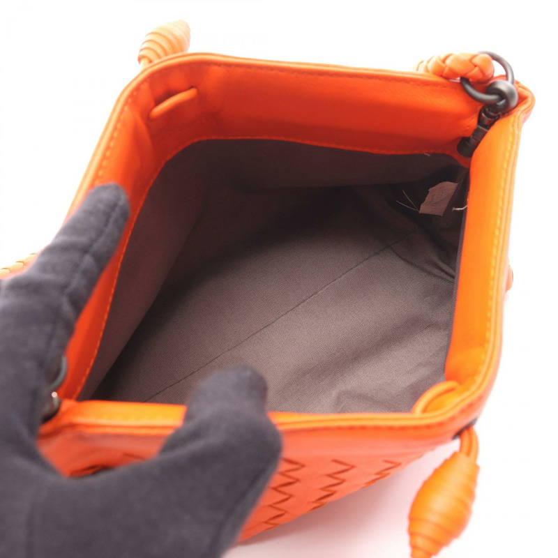 BOTTEGA VENETA Intrecciato 皮革單肩包,日落橙色,二手女款-2