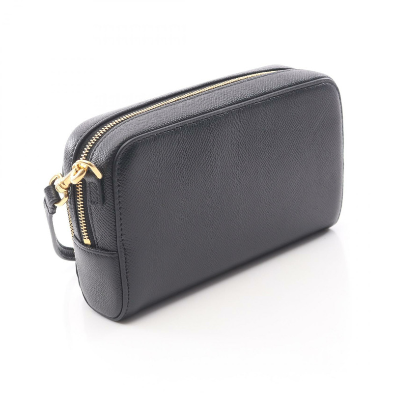 Dior Caro 雙口袋斜背包，黑色皮革，二手女款-1