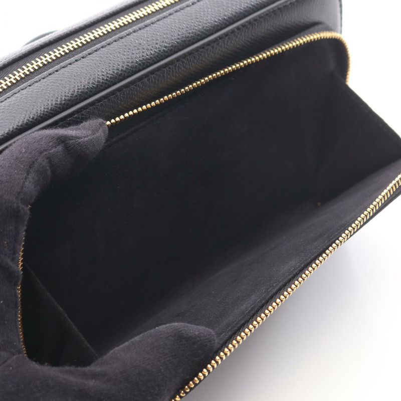 Dior Caro 雙口袋斜背包，黑色皮革，二手女款-3