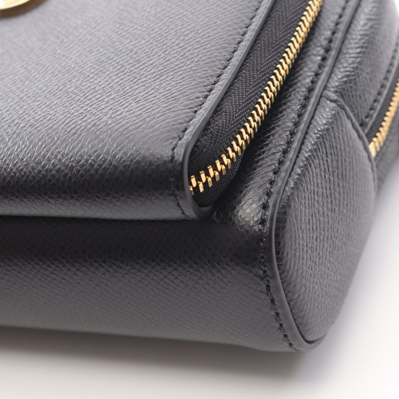 Dior Caro 雙口袋斜背包，黑色皮革，二手女款-5