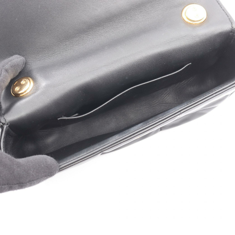 CELINE Matelasse Monochrome 鏈條單肩包,黑色皮革,二手女款-2