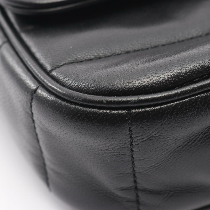 CELINE Matelasse Monochrome 鏈條單肩包,黑色皮革,二手女款-5