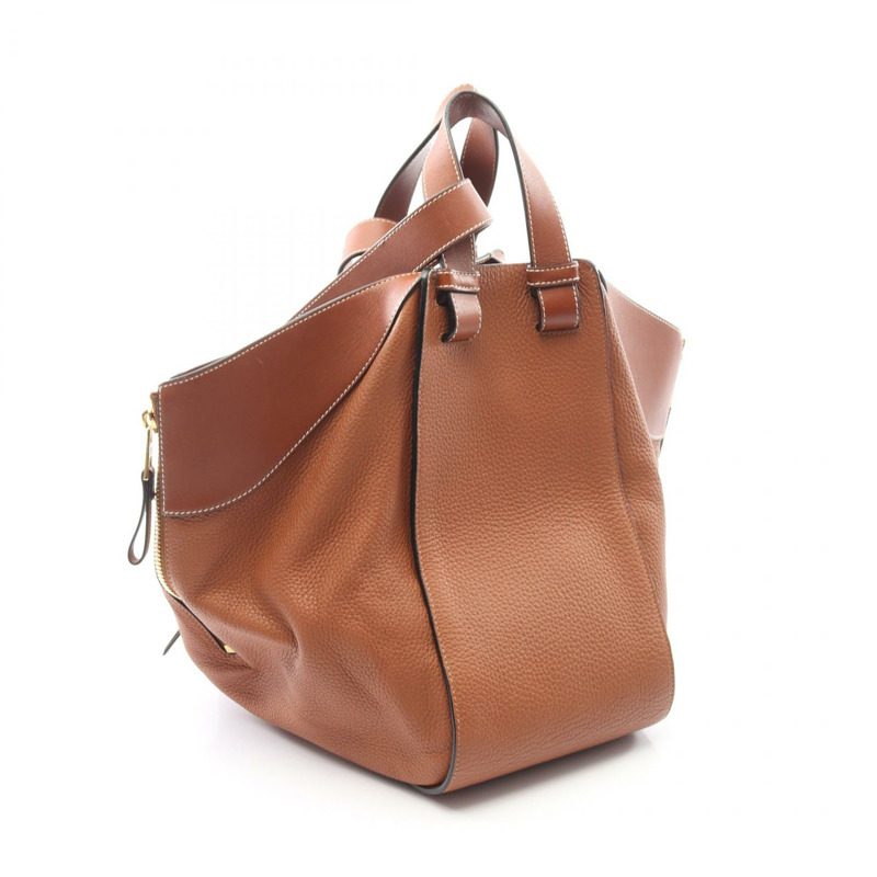 LOEWE Hammock 中型單肩手提包,棕色皮革,二手女款-1