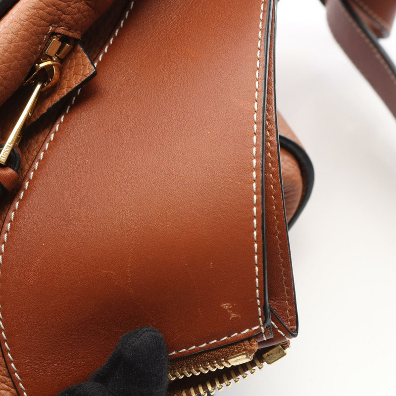 LOEWE Hammock 中型單肩手提包,棕色皮革,二手女款-5