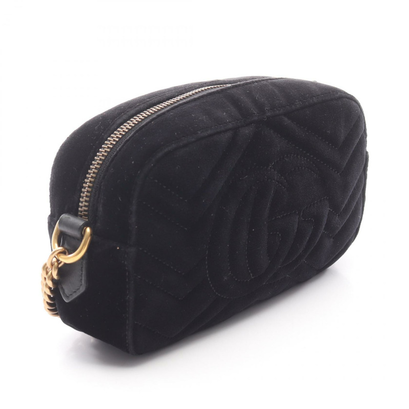 GUCCI GG Marmont 絎縫迷你斜背包 448065 織布皮革 BK-1