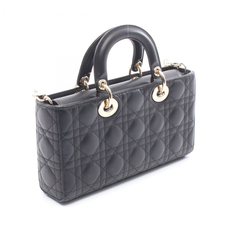 Dior LADY D-JOY 中型 Cannage 斜背包，黑色皮革，二手-1