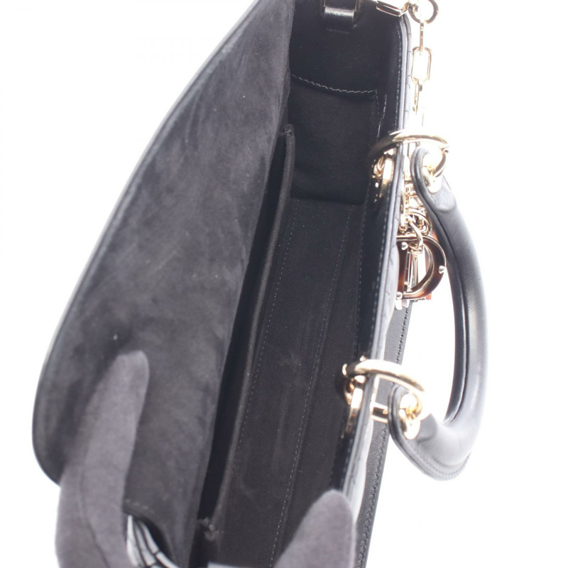 Dior LADY D-JOY 中型 Cannage 斜背包，黑色皮革，二手-2