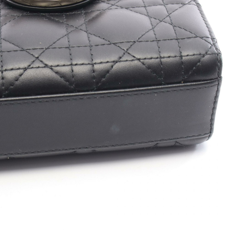 Dior LADY D-JOY 中型 Cannage 斜背包，黑色皮革，二手-4