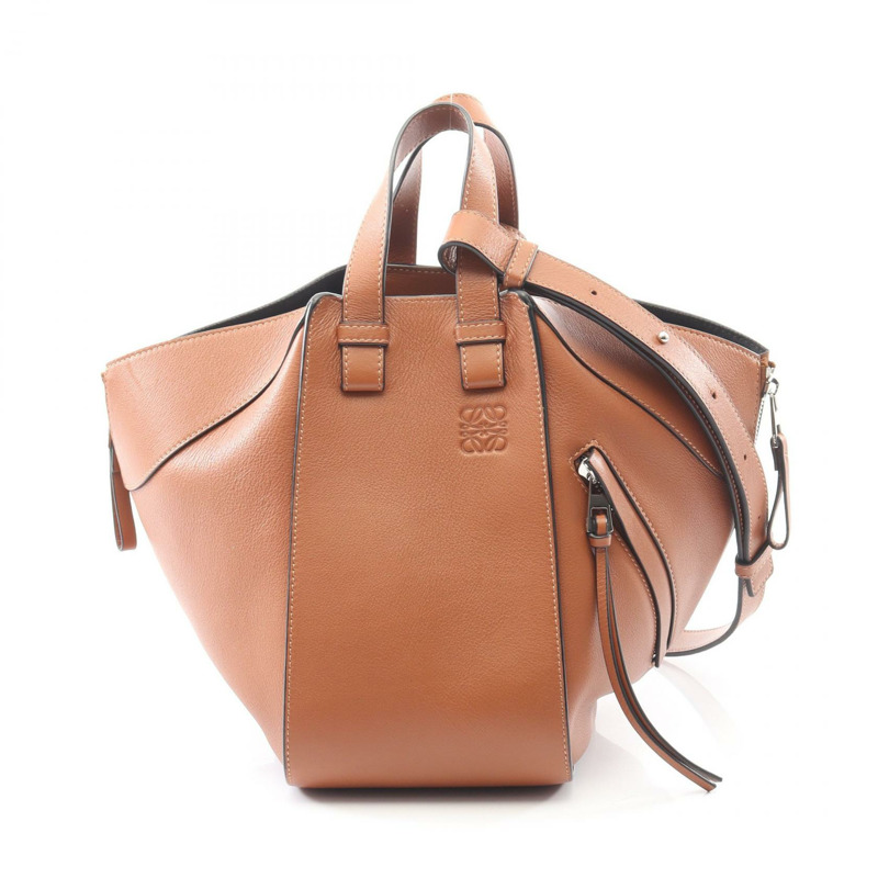 LOEWE HAMMOCK 小單肩手提包,棕色皮革,二手女款-0