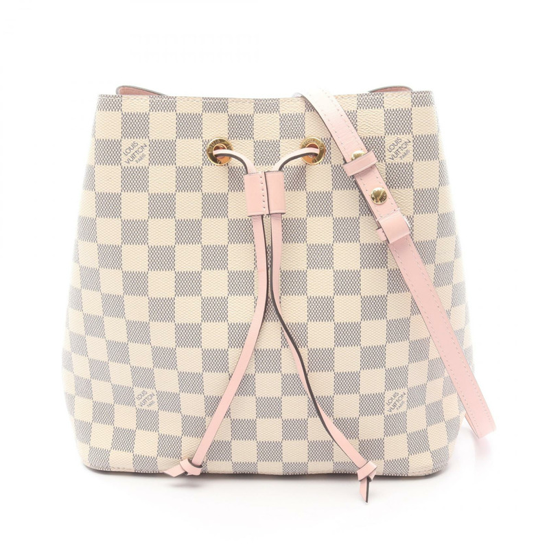 LOUIS VUITTON Neonoe 單肩斜挎包 N40152 Damier Azur 玫瑰淡香水 二手-0