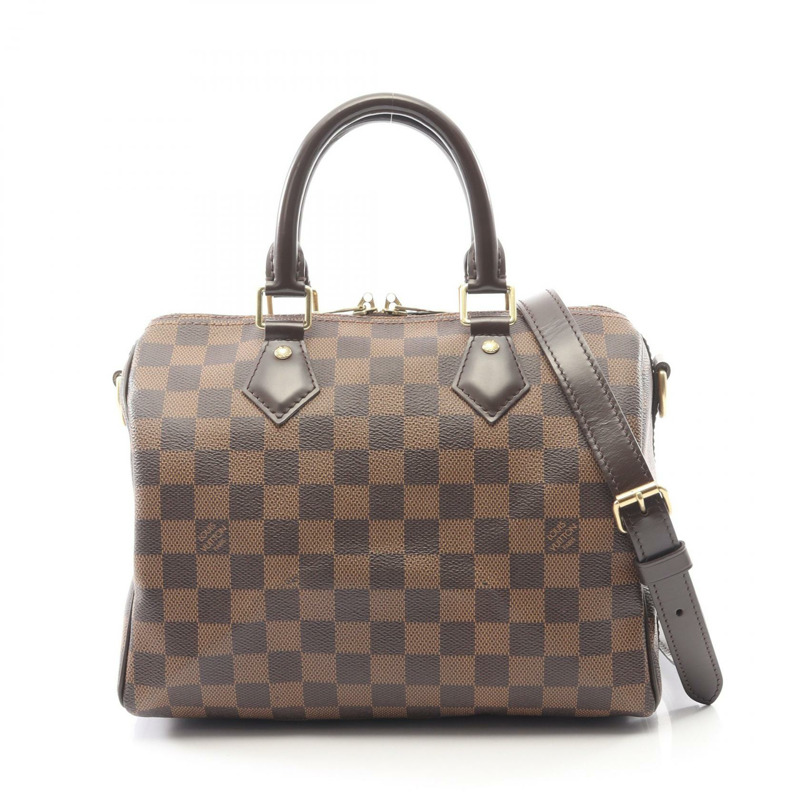 LOUIS VUITTON Speedy Bandouliere 25 斜背包手提包 N41368 Damier Ebene 二手-0