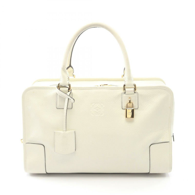LOEWE Amazona 36 手提包 白色 皮革 二手 女士-0