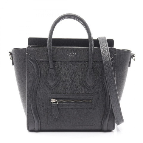 CELINE Luggage Nano Shopper 單肩手提包 168243 黑色皮革 二手 女士