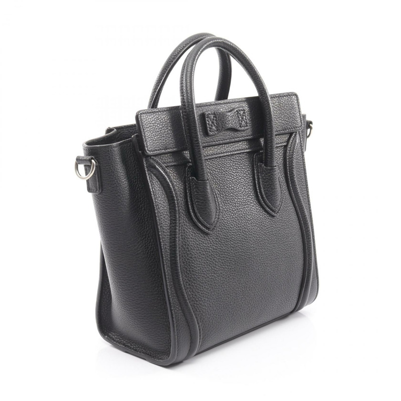 CELINE Luggage Nano Shopper 單肩手提包 168243 黑色皮革 二手 女士-1