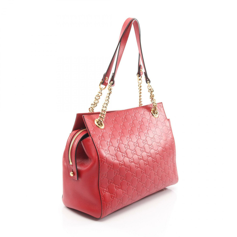 GUCCI Guccisima 肩背手提包 453773 紅色皮革 二手 女士-1
