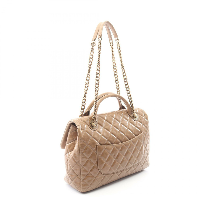 香奈兒 (CHANEL) 絎縫鏈條肩背包,棕色皮革,二手女士 Coco CC-1