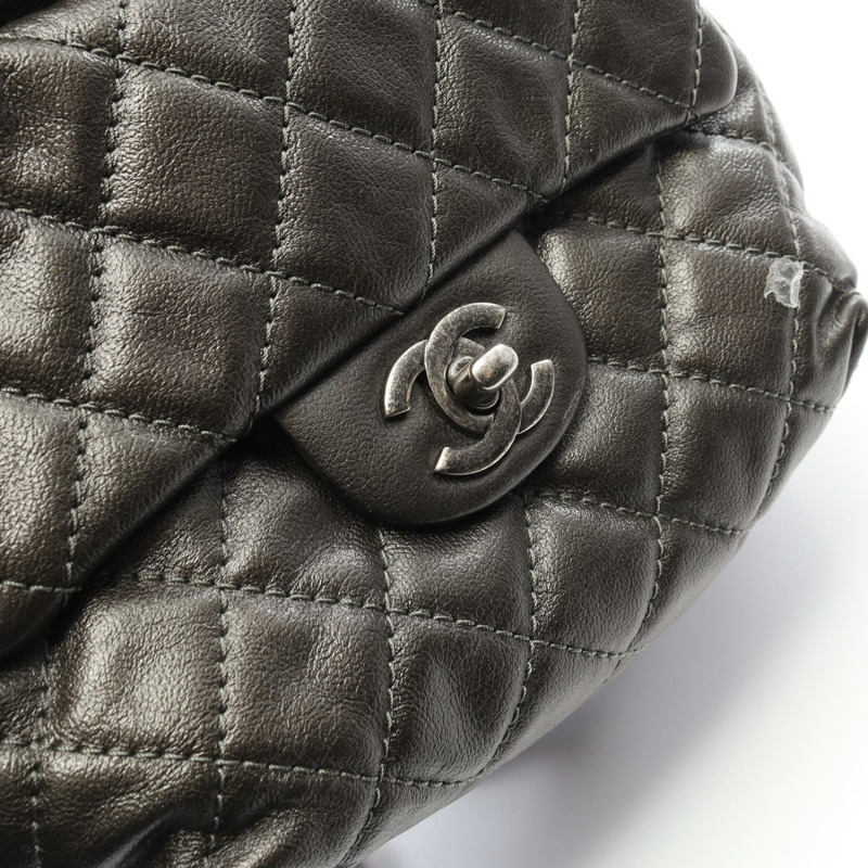 香奈兒 (CHANEL) Matelasse 鏈條雙肩包 小牛皮 灰色 二手 女士 CC-8