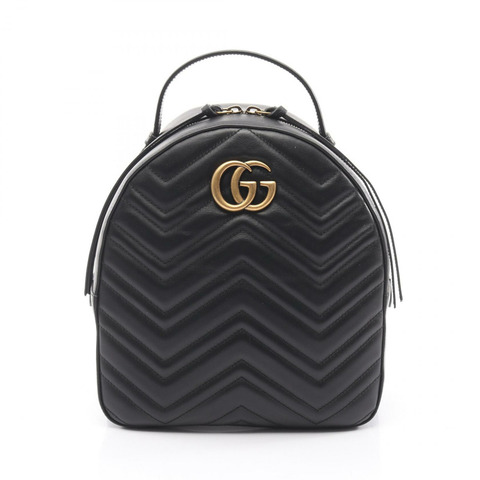 GUCCI GG Marmont 雙肩包 476671 黑色真皮二手女款