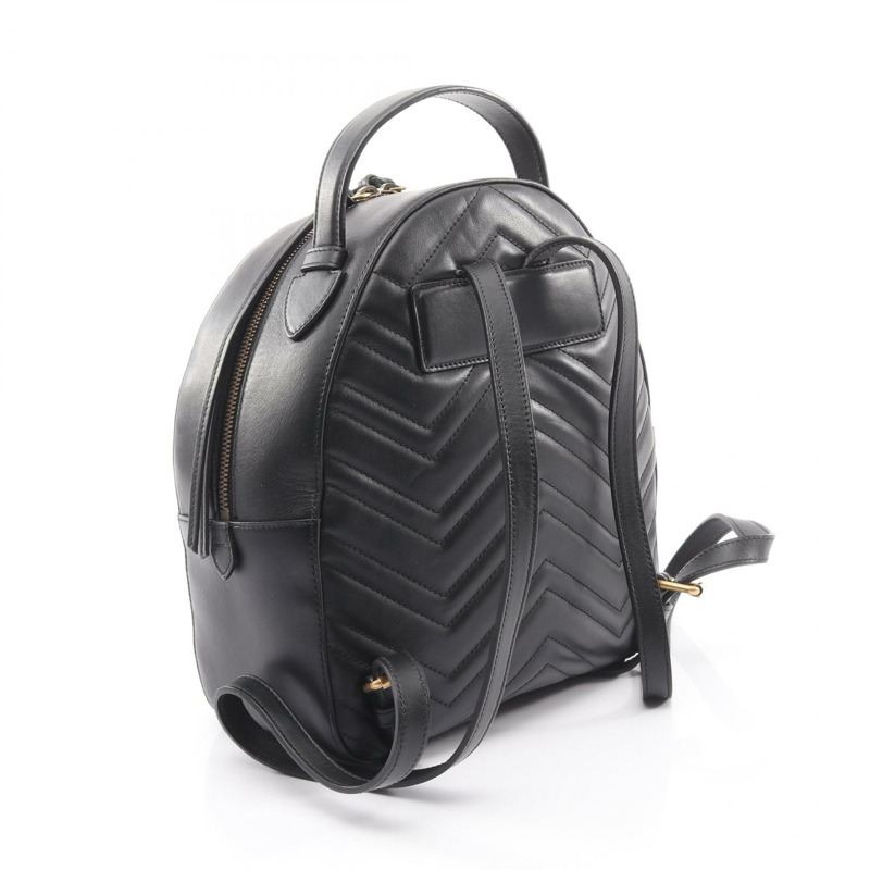 GUCCI GG Marmont 雙肩包 476671 黑色真皮二手女款-1