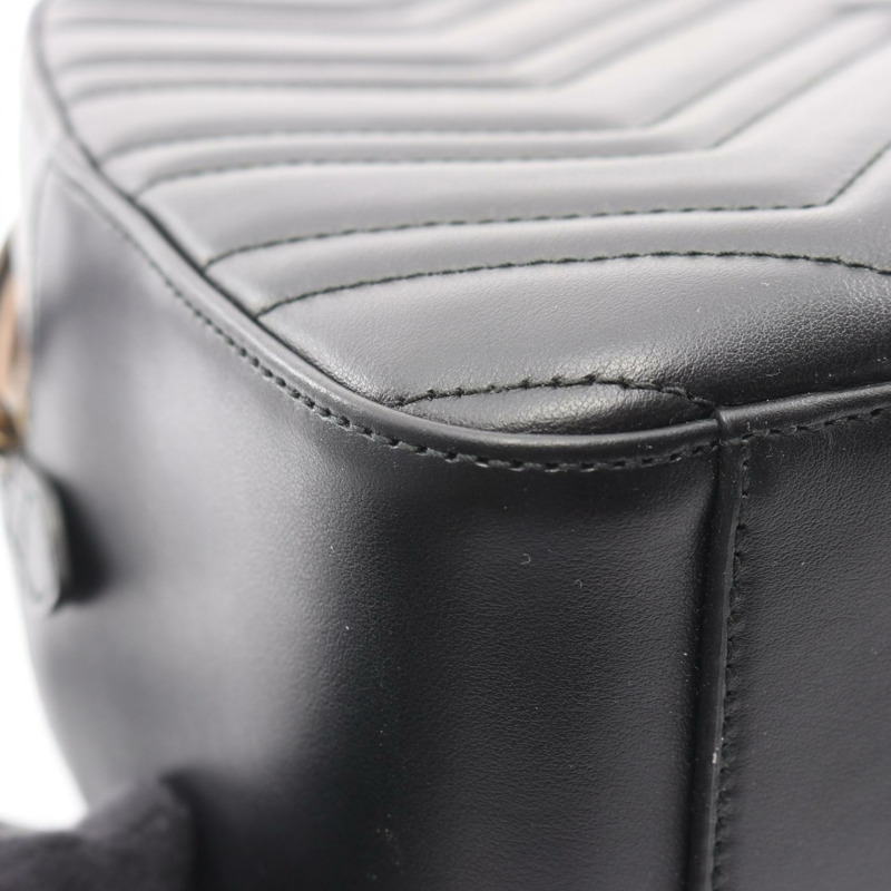 GUCCI GG Marmont 雙肩包 476671 黑色真皮二手女款-7